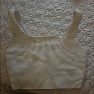 Babaton Aritzia Ribbed White Crop Top